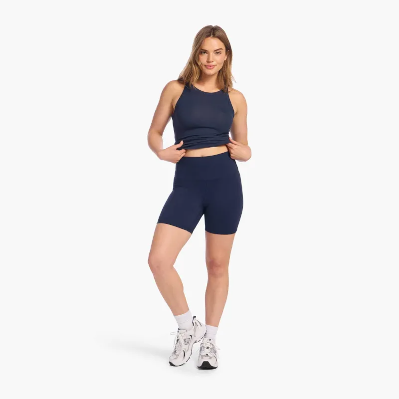 High-Waist Elevate Biker Short | Navy sold by nuuds