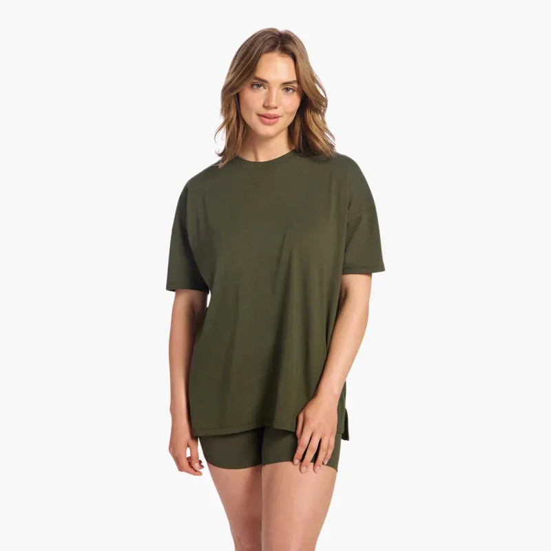 Soft Cotton Oversized Tee | Darkest Olive sold by nuuds