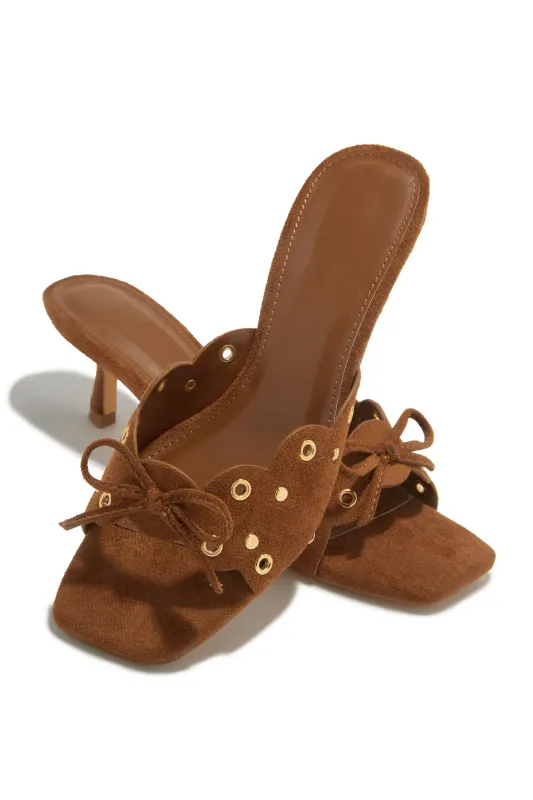 Lani Mid Heel Mules - Chestnut sold by Miss Lola