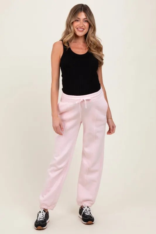 Light Pink Drawstring Relaxed Fit Maternity Sweatpants sold by Pinkblush