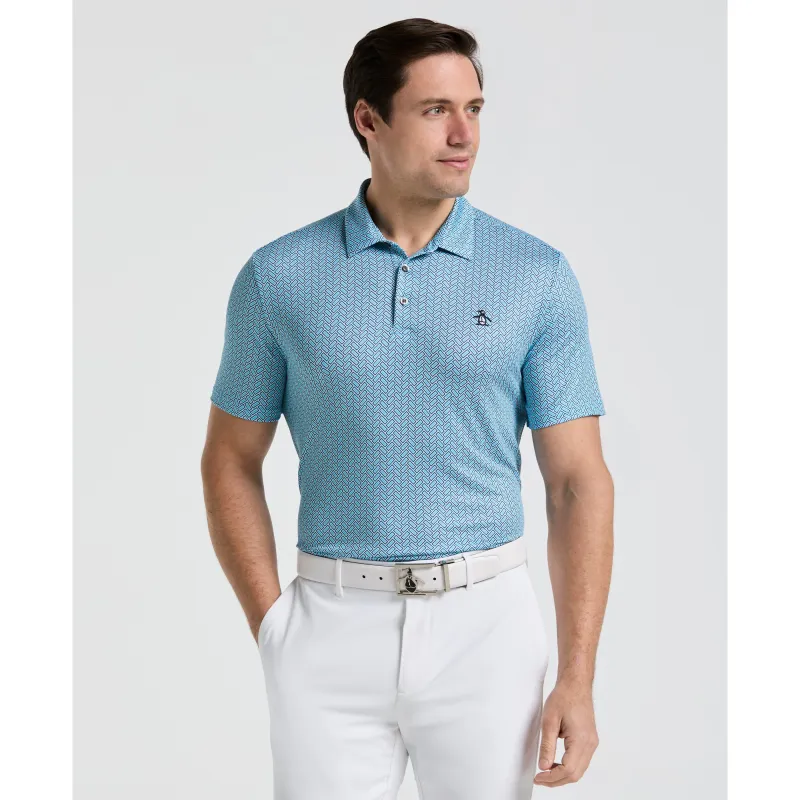 Heritage Herringbone Print Golf Polo sold by Original Penguin