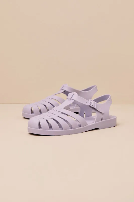 Possession Grey Matte Jelly Strappy Buckle Sandals sold by Lulus
