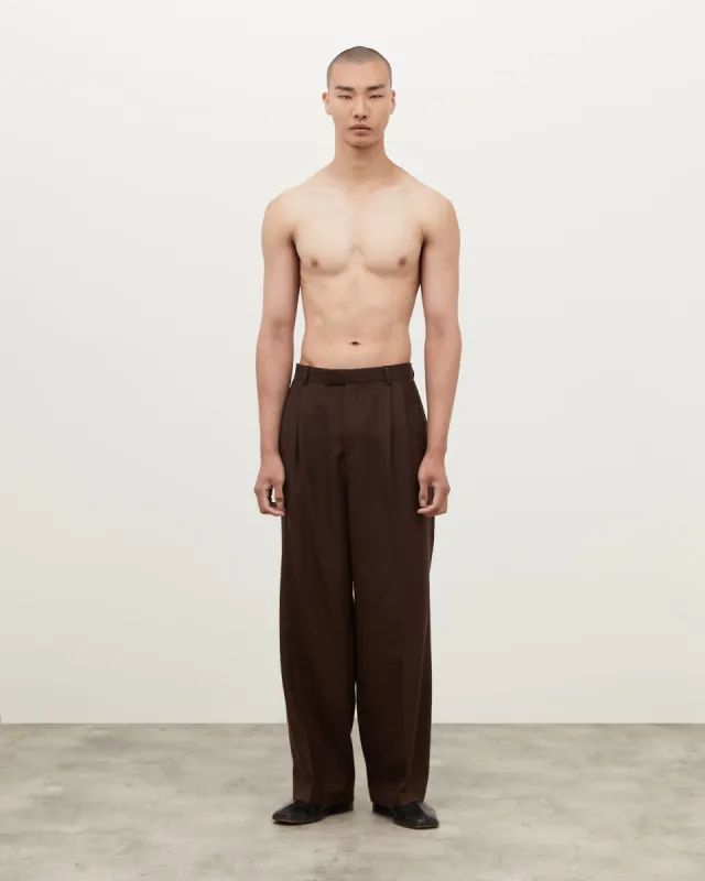Forest Pleated Trousers - Brown sold by Daniel Simmons