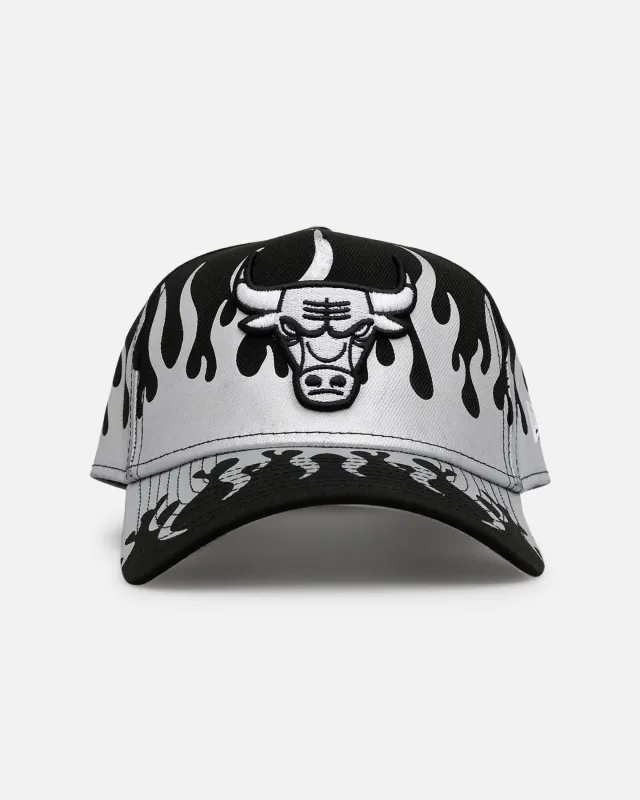 New Era Chicago Bulls 'Metallic Flames' 9FORTY A-Frame Snapback Black/Silver sold by Culture Kings
