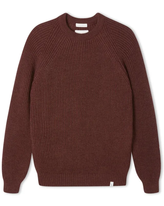 【Peregrine】Merino Wool Ford Crew Neck Sweater Shiraz 酒紅色美麗諾圓領粗針毛衣 sold by Blue Beach Denim
