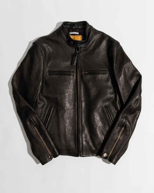 【Shangri-La Heritage】“J-100” Cafer Racer Black 黑色小羊皮合身直拉騎士皮衣 sold by Blue Beach Denim