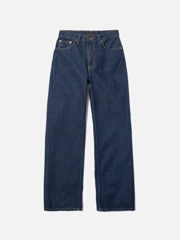 【Nudie Jeans】Clean Eileen Classic Blue 13.5oz 女版原色高腰寬直筒褲 sold by Blue Beach Denim