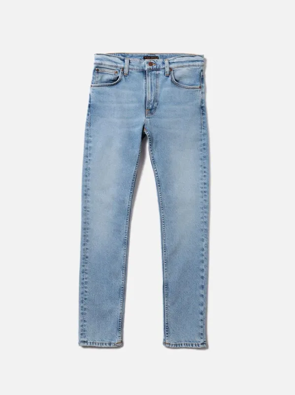 【Nudie Jeans】Lean Dean Warm Days Blue 13.12oz 天然藍染暖日淺藍修身錐形牛仔褲 sold by Blue Beach Denim