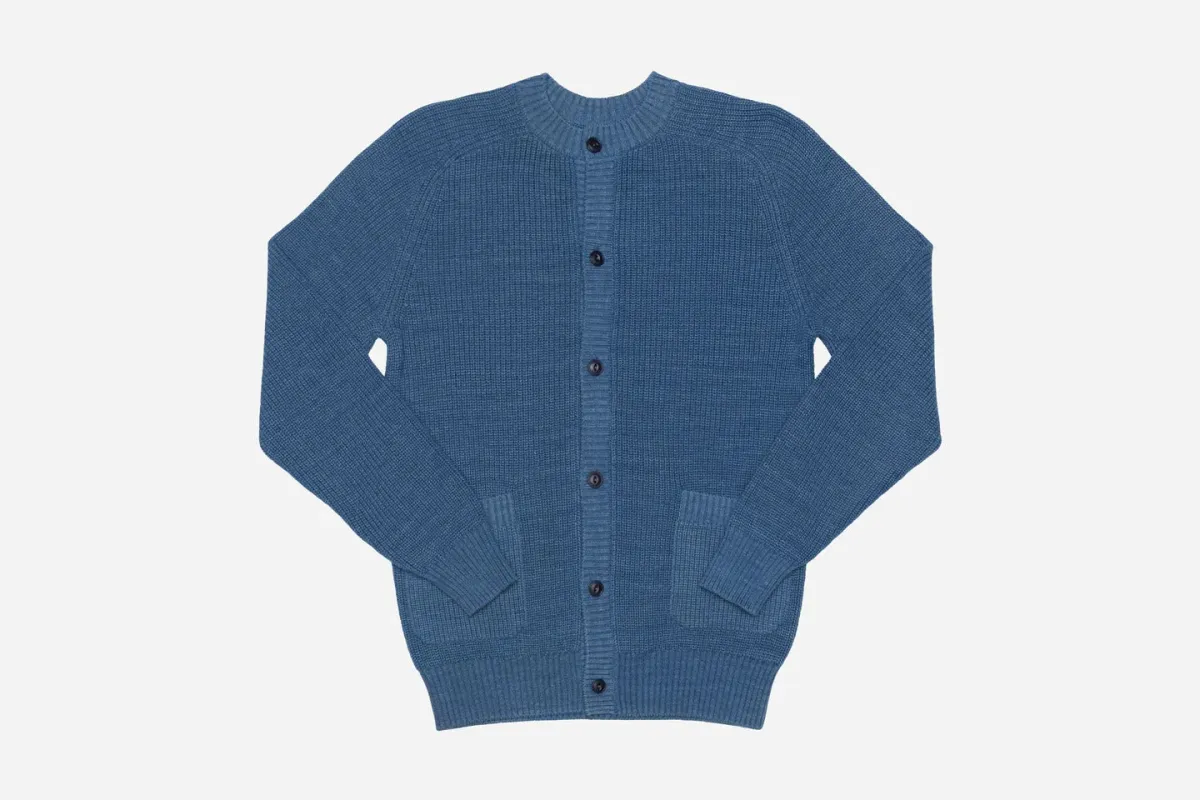 【3sixteen】義大利藍染匹馬棉 開襟毛衣／Crewneck Cardigan Indigo sold by Blue Beach Denim