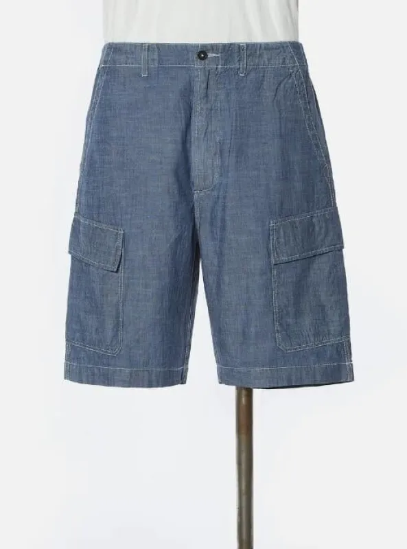【Universal Works】MW CARGO SHORT-INDIGO / 軍風 藍染水手布 多口袋 短褲 sold by Blue Beach Denim
