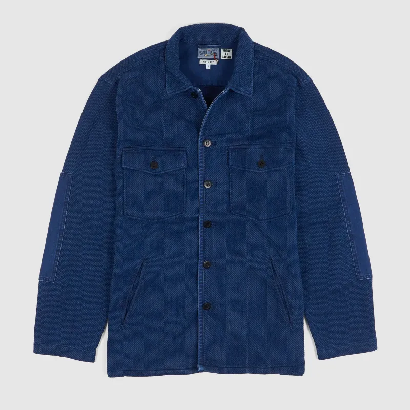 Blue Blue Japan Kasezome Sashiko Fatigue Overshirt Jacket sold by DeeCee style