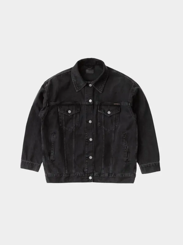 【Nudie Jeans】女版三代落肩 水洗外套／Elin Black Trace Denim Jacket sold by Blue Beach Denim