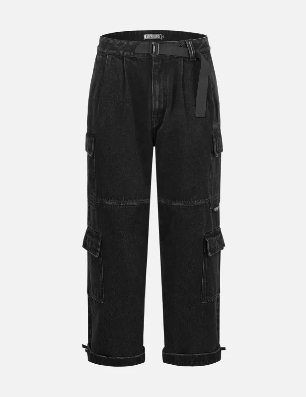 Two Tone Distressed Oversized Cargo Pants sold by Evisu