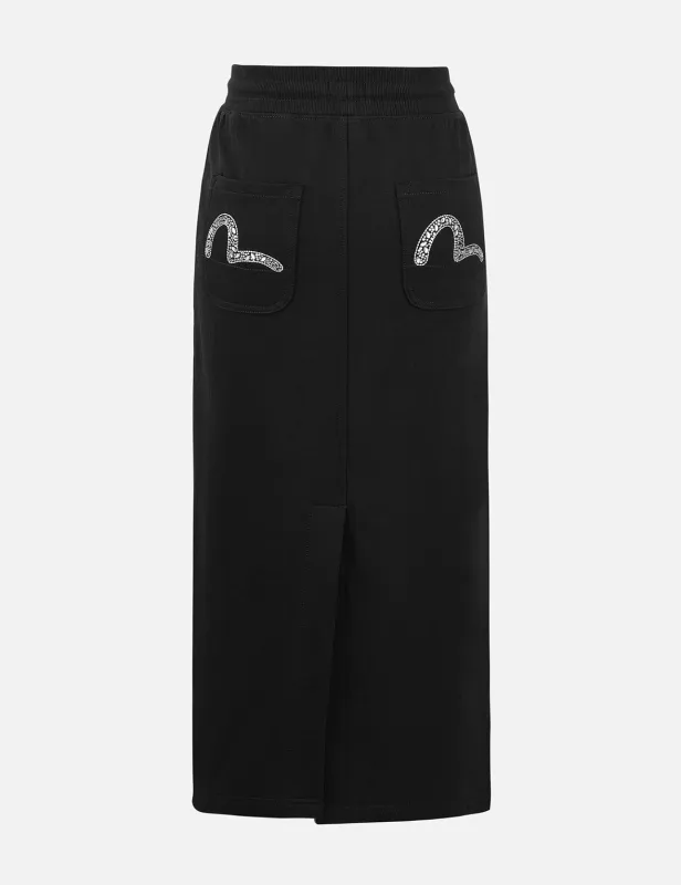 Rhinestone-Detail Seagull Fashion Fit Sweater Skirt sold by Evisu