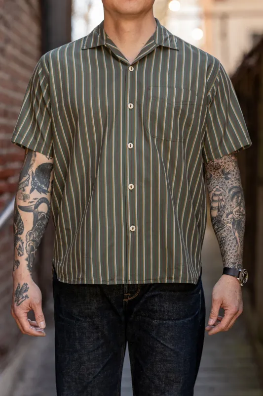 Freenote Cloth Hawaiian - Olive Stripe sold by Franklin and Poe