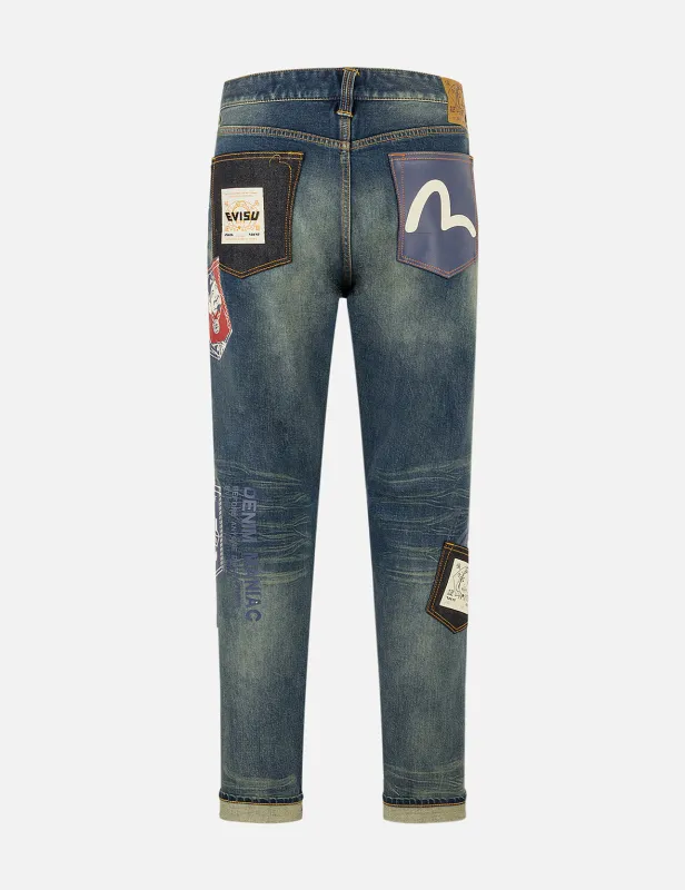 Ebisu Print and Multi-Pocket Carrot Fit Jeans #2017 sold by Evisu