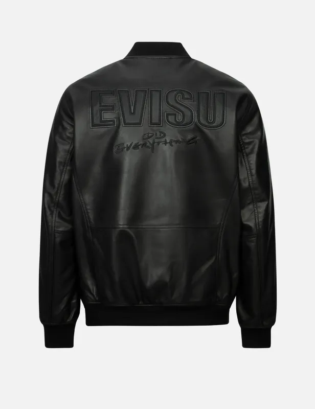Logo Appliquéd Leather Bomber Jacket sold by Evisu