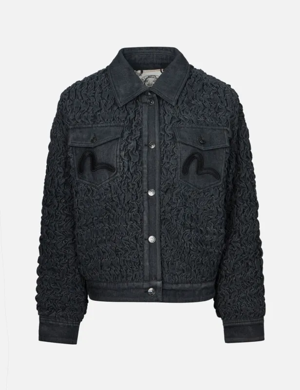 Seagull Embroidery Texture Oversized Denim Jacket sold by Evisu