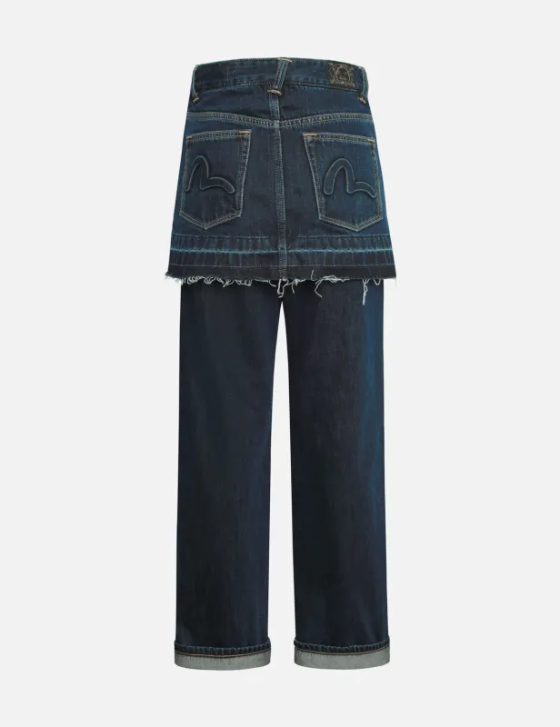 Deconstructed Seagull Embossed Fashion Fit Skirt-Jeans sold by Evisu