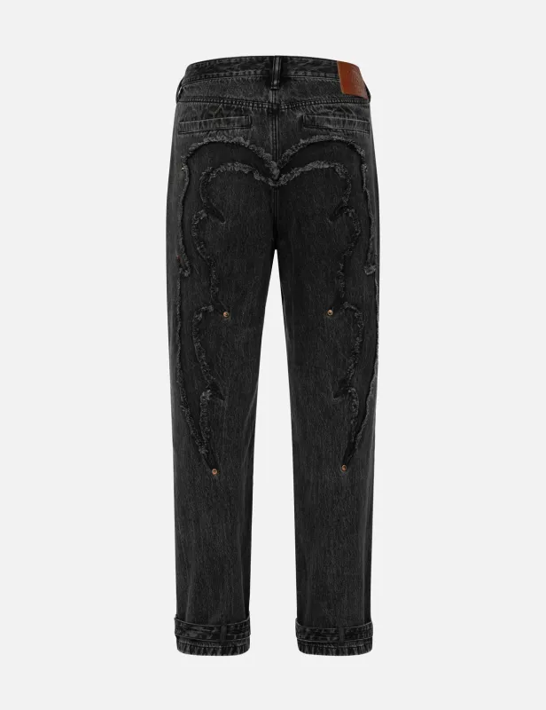 Distressed Edges Inserted Daicock Baggy Jeans sold by Evisu