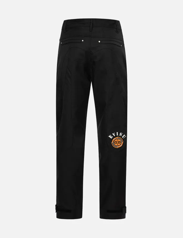 Daicock Insert and Kamon Appliqué Loose Fit Patchwork Pants sold by Evisu