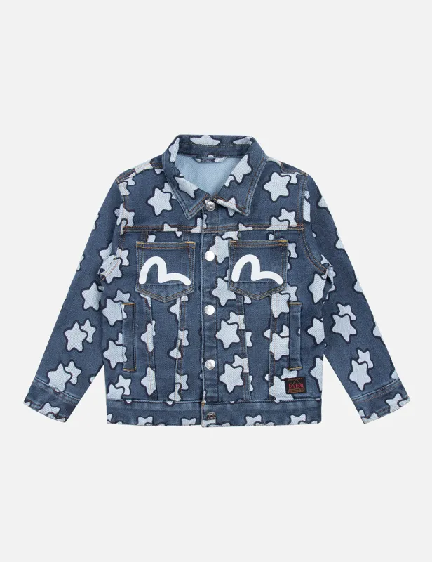 Allover Star Print Regular Fit Denim Jacket sold by Evisu