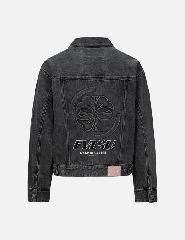 Seagull Embroidery and Kamon Embossed Print Loose Fit Denim Jacket sold by Evisu