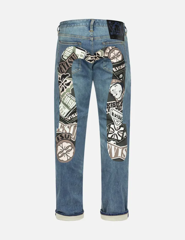 Multi-logo Daicock Print Carrot Fit Denim Jeans #2017 sold by Evisu