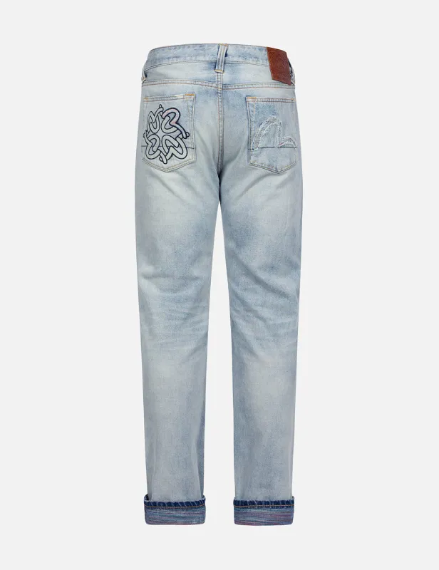 Distressed Seagull Pocket Slim Fit Jeans #2010 sold by Evisu