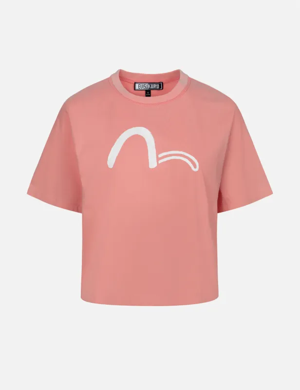 Brush Art Kamon Logo Printed Cropped T-shirt sold by Evisu