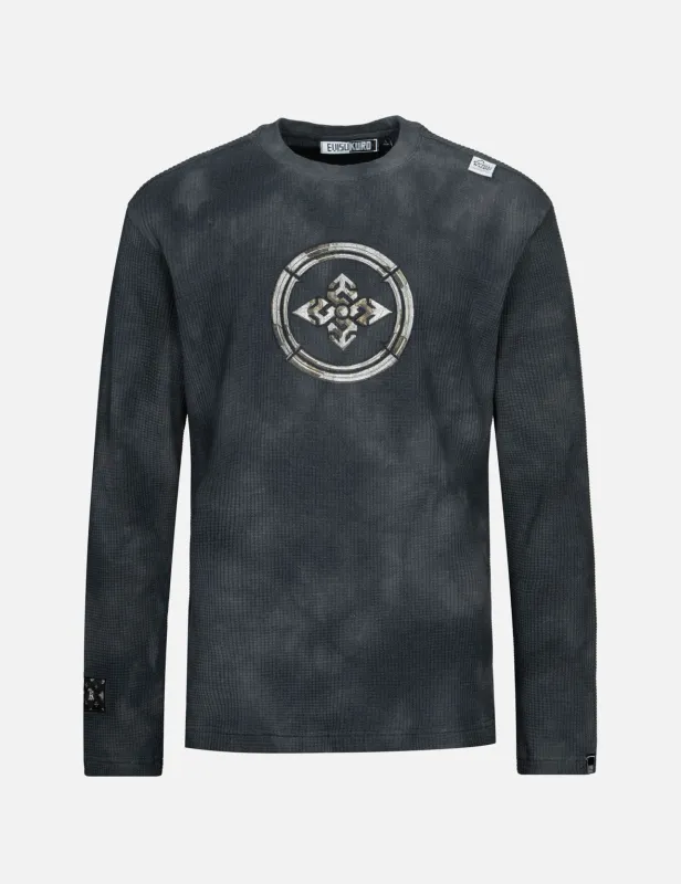 Tie-Dyed with Kamon Embroidery Relax Fit Long-Sleeve T-shirt sold by Evisu