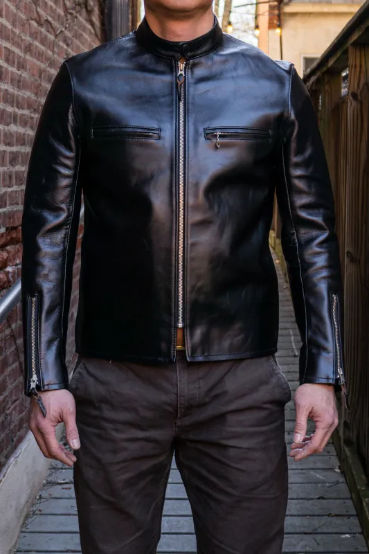 The Flat Head FN-LJ-HS006 Horsehide Cafe Racer Riders Jacket - Black sold by Franklin and Poe