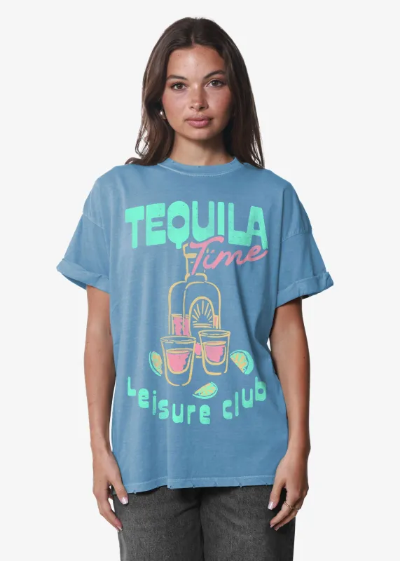 Tequila Time Denim Blue Boyfriend Tee sold by Girl Dangerous