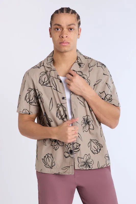 Poplin Floral Print Short Sleeves Shirt sold by Bluenotes