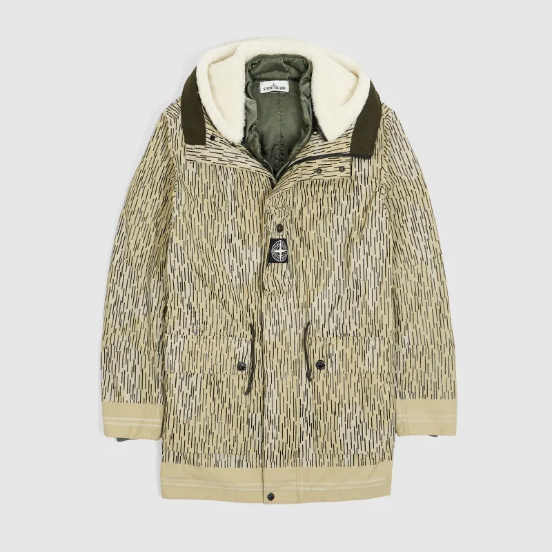 Stone Island Naslan Light Watro Rain Camo Reflective Parka Coat With Detachable Lining sold by DeeCee style