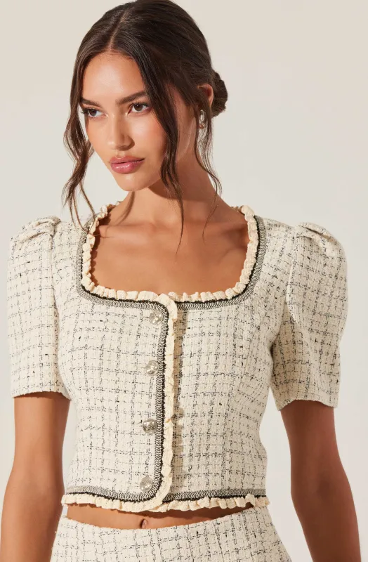Zoela Contrast Trim Tweed Jacket sold by Astr