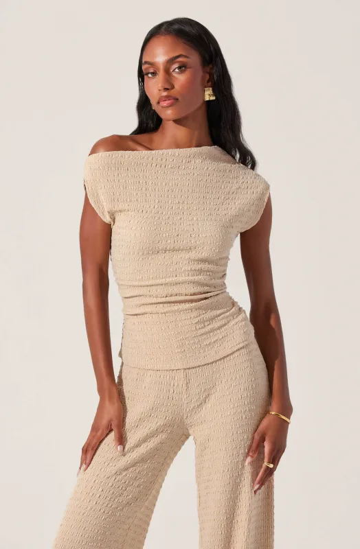 Keir One shoulder Textured Top sold by Astr