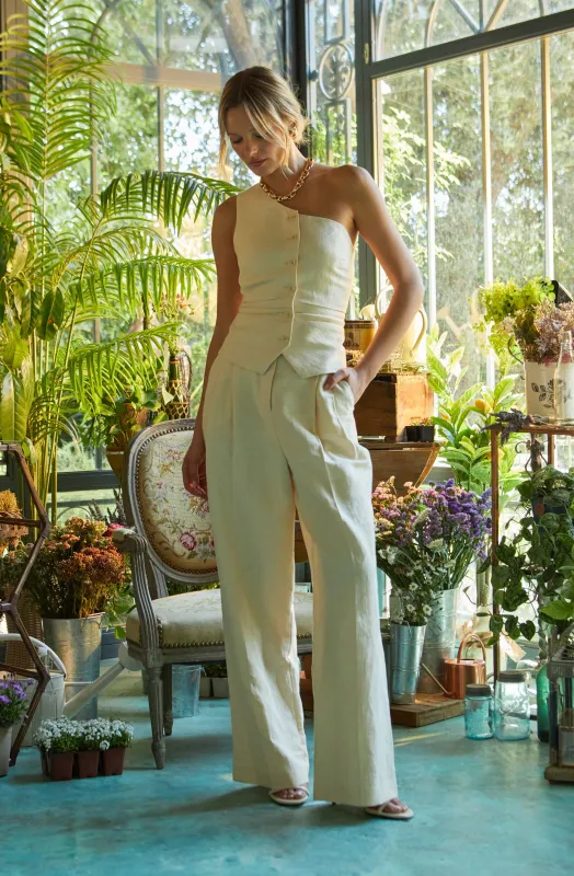 Bryony Linen Blend Pleated Pants sold by Astr