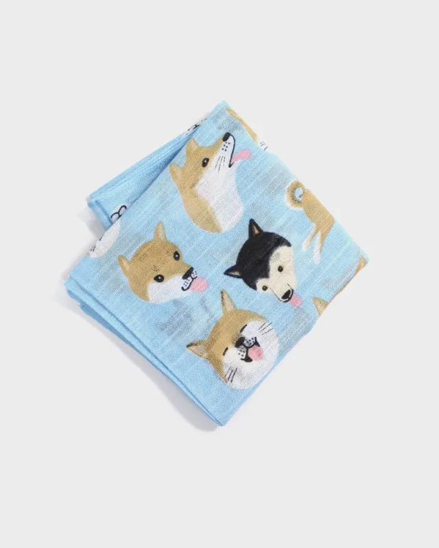 Japanese Handkerchief, Classic, Shiba Inu, Light Blue sold by Kiriko