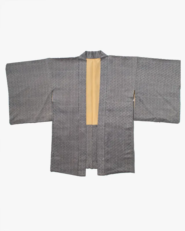 Vintage Haori Jacket, Navy and White Small Leaf Pattern sold by Kiriko