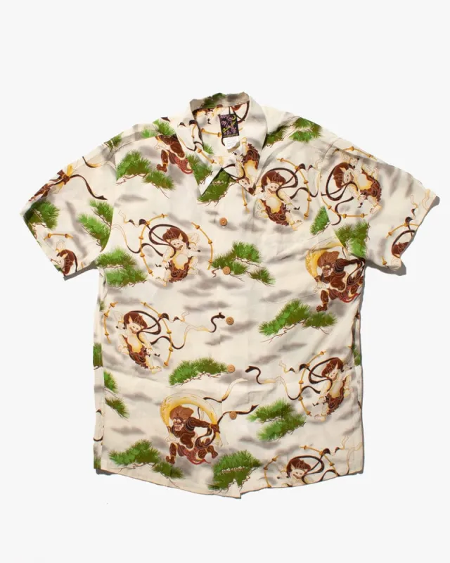Japanese Repro Shirt, Aloha Short Sleeve, Oniwa Soto Brand, Fujin and Raijin - LL sold by Kiriko