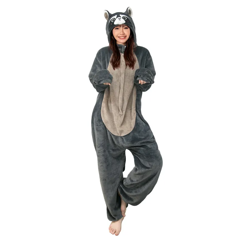 OLAOLA Unisex Adult Plush Raccoon Animals Onesie Pajamas Warm Home One-Piece Sleepwear sold by OLAOLA
