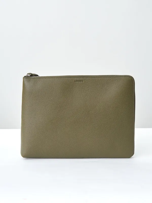 Document Holder / Laptop Case - Dark Moss (grained leather) sold by Namu Shop