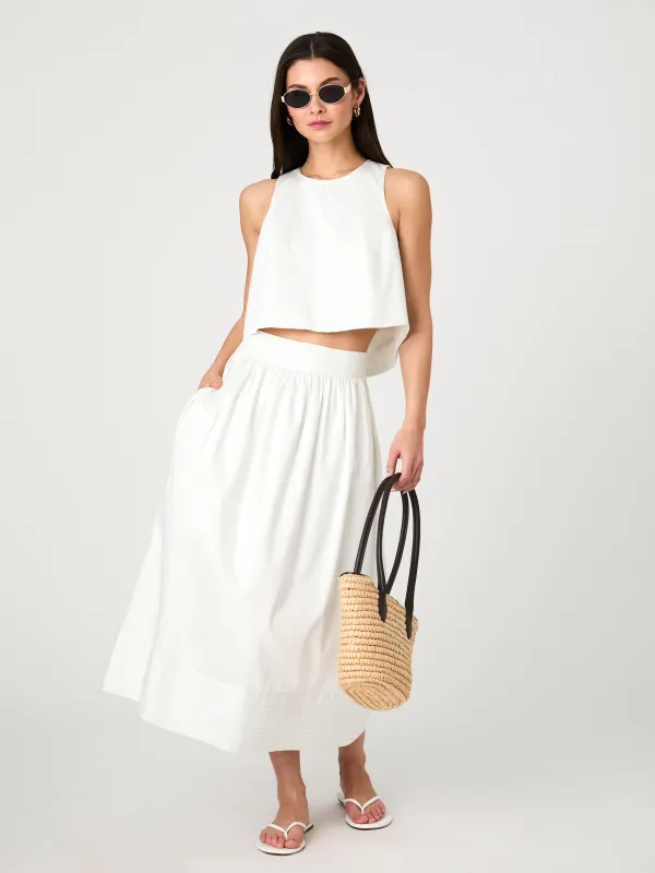 Pinstripe Poplin Midi Skirt sold by French Connection