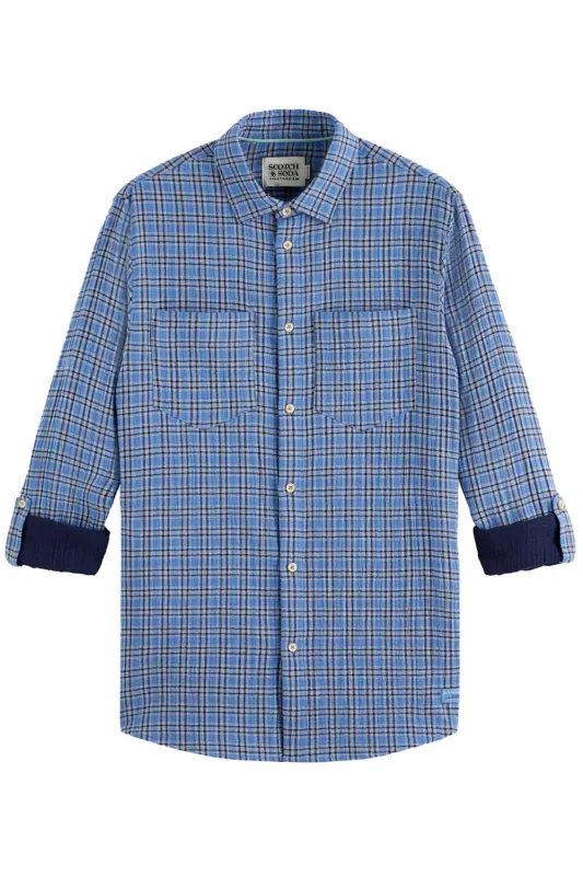 DOUBLE FACE CHECK SHIRT Lake Blue sold by REVOLVR Menswear
