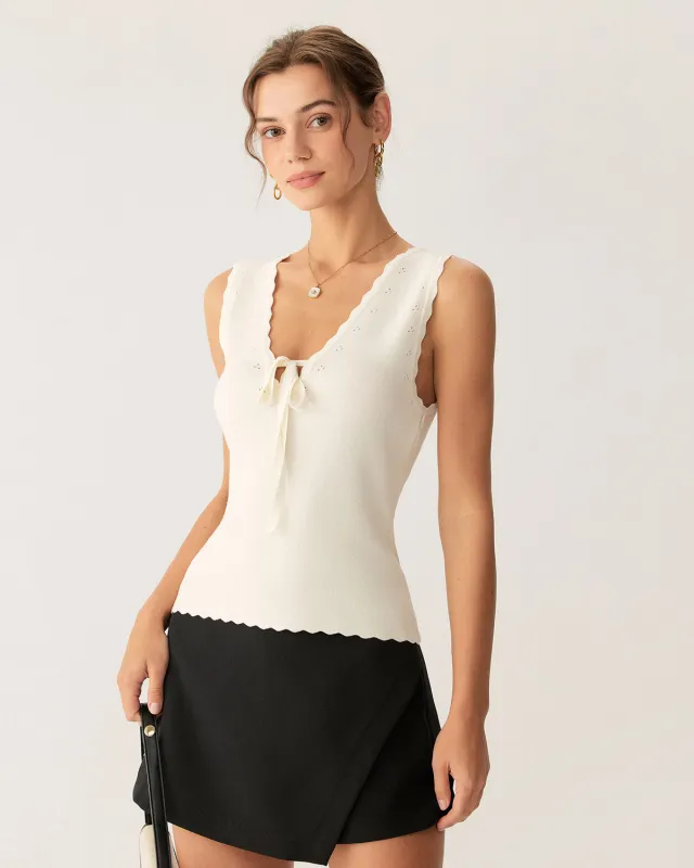 Apricot V Neck Ribbed Tank sold by rihoas