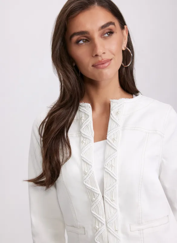 Braided Trim Denim Jacket sold by Laura