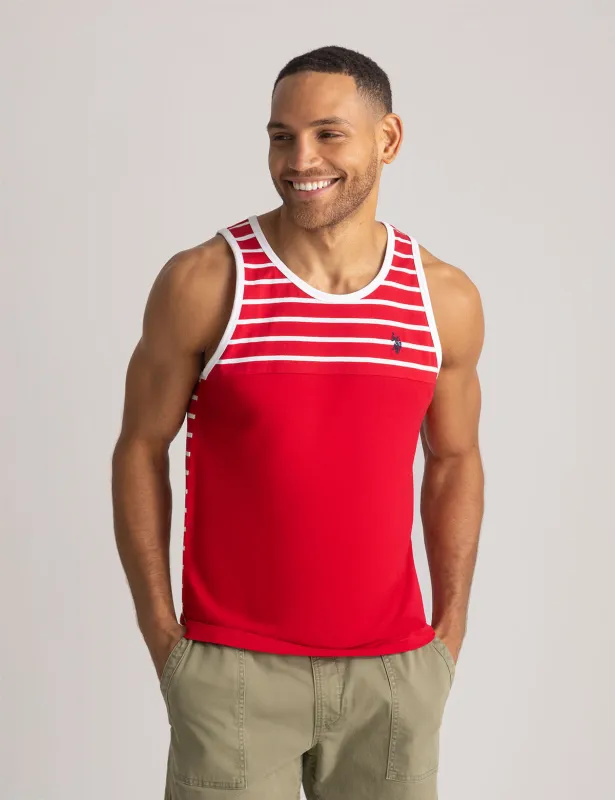 YARN DYE COLOR BLOCK STRIPE MUSCLE TANK sold by U.S. Polo Assn.