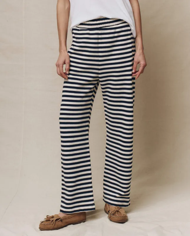 The Victory Sweatpant. -- Navy Sailor Stripe sold by THE GREAT.