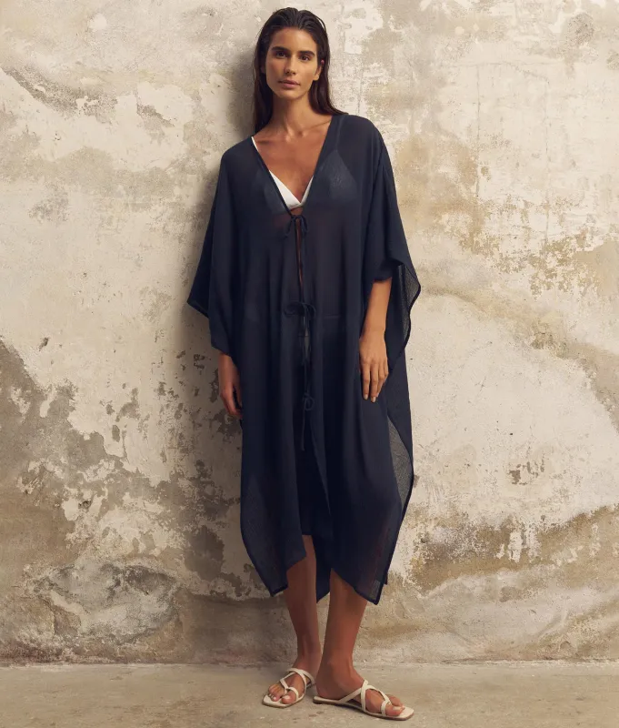 The Handloom Bodrum Kaftan - Navy sold by Andie